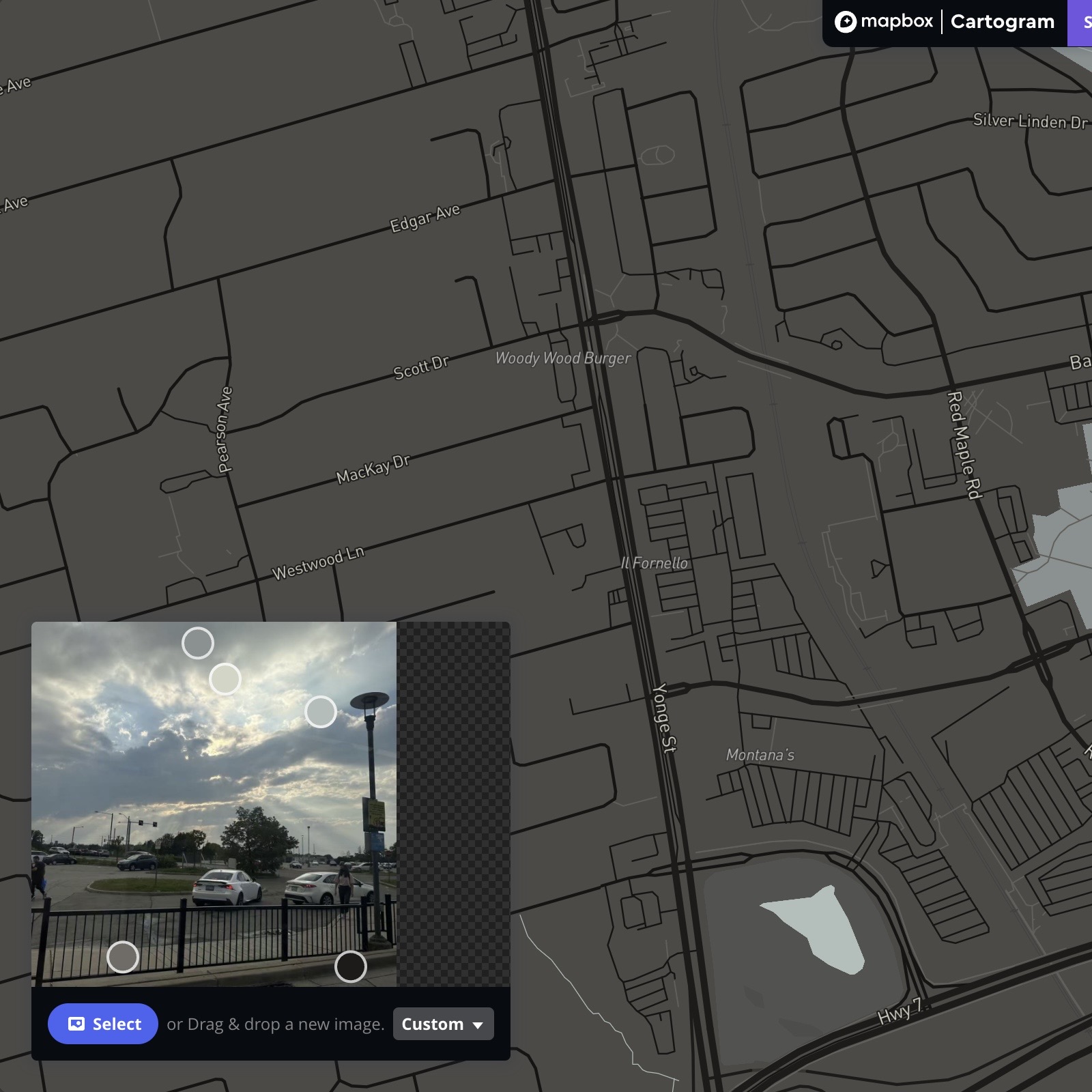This is the result after I imported the photo using the Cartogram Mapbox.