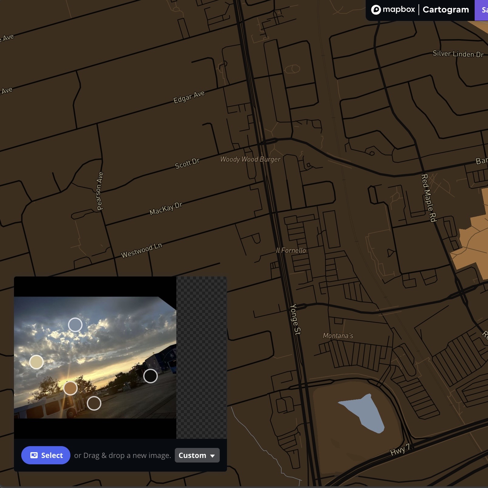 This is the result after I imported the photo using the Cartogram Mapbox.