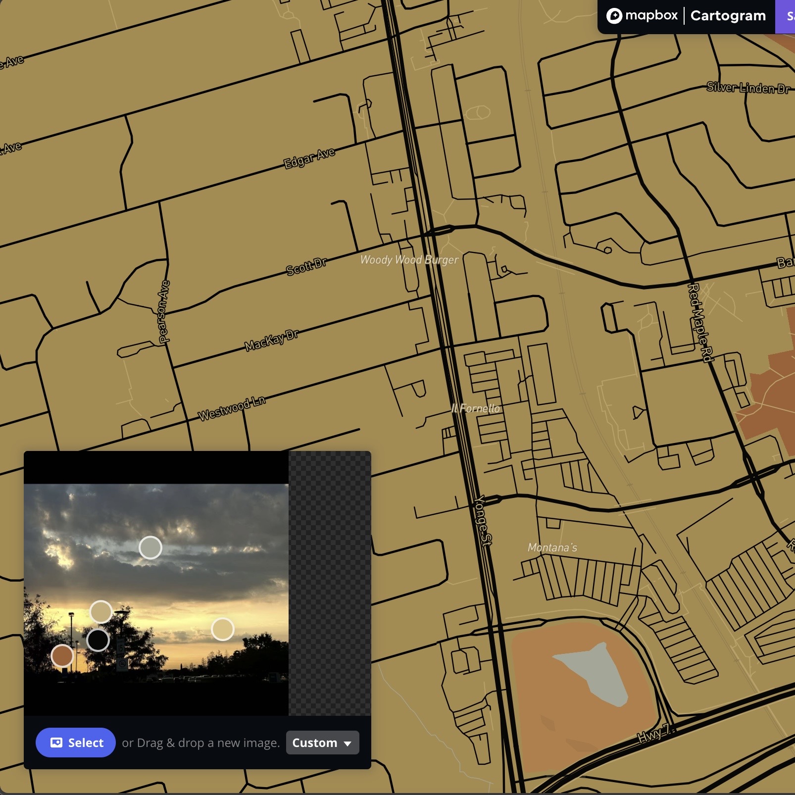 This is the result after I imported the photo using the Cartogram Mapbox.